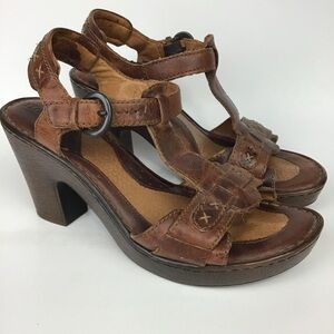 Born Tan Leather Strappy Sandals